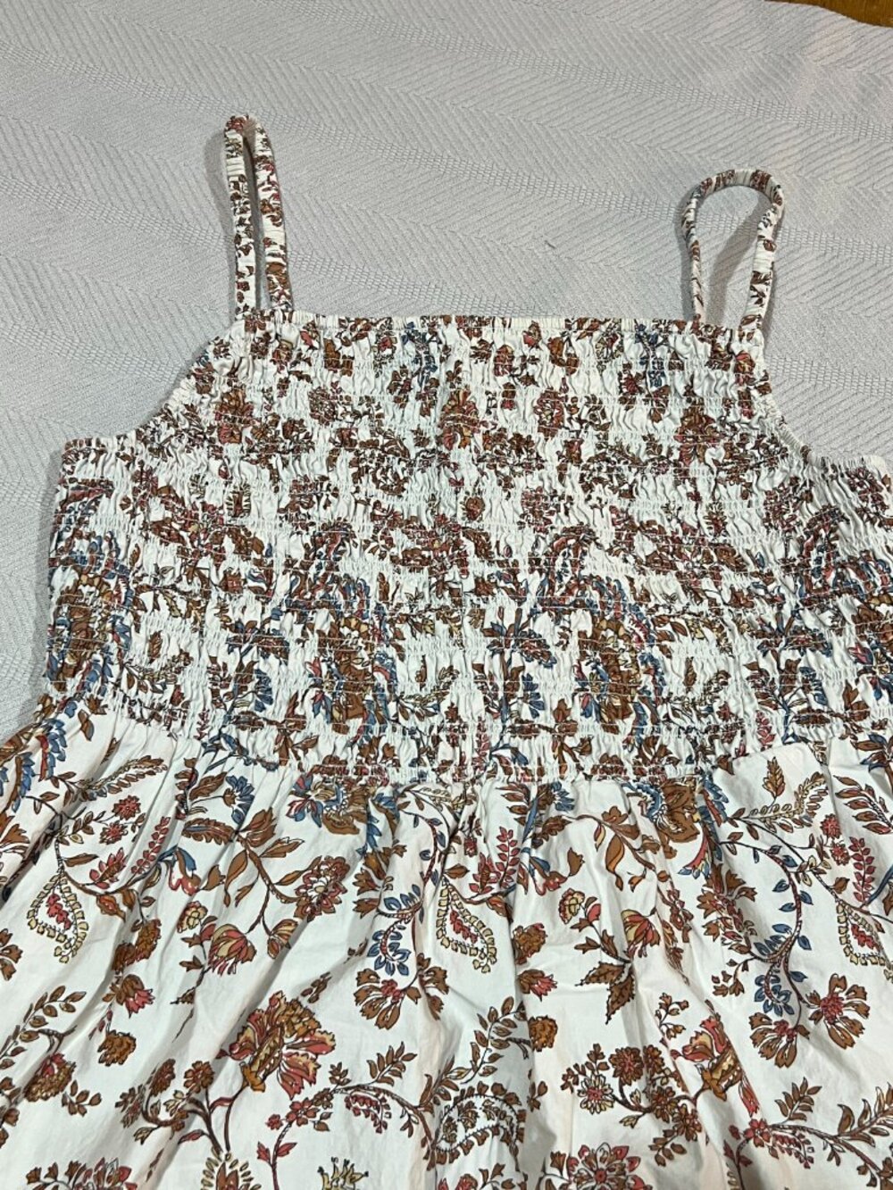 Old Navy Fall Colors Cream Floral Smocked Halter Tiered Maxi Dress Womens 2XL - Picture 5 of 6
